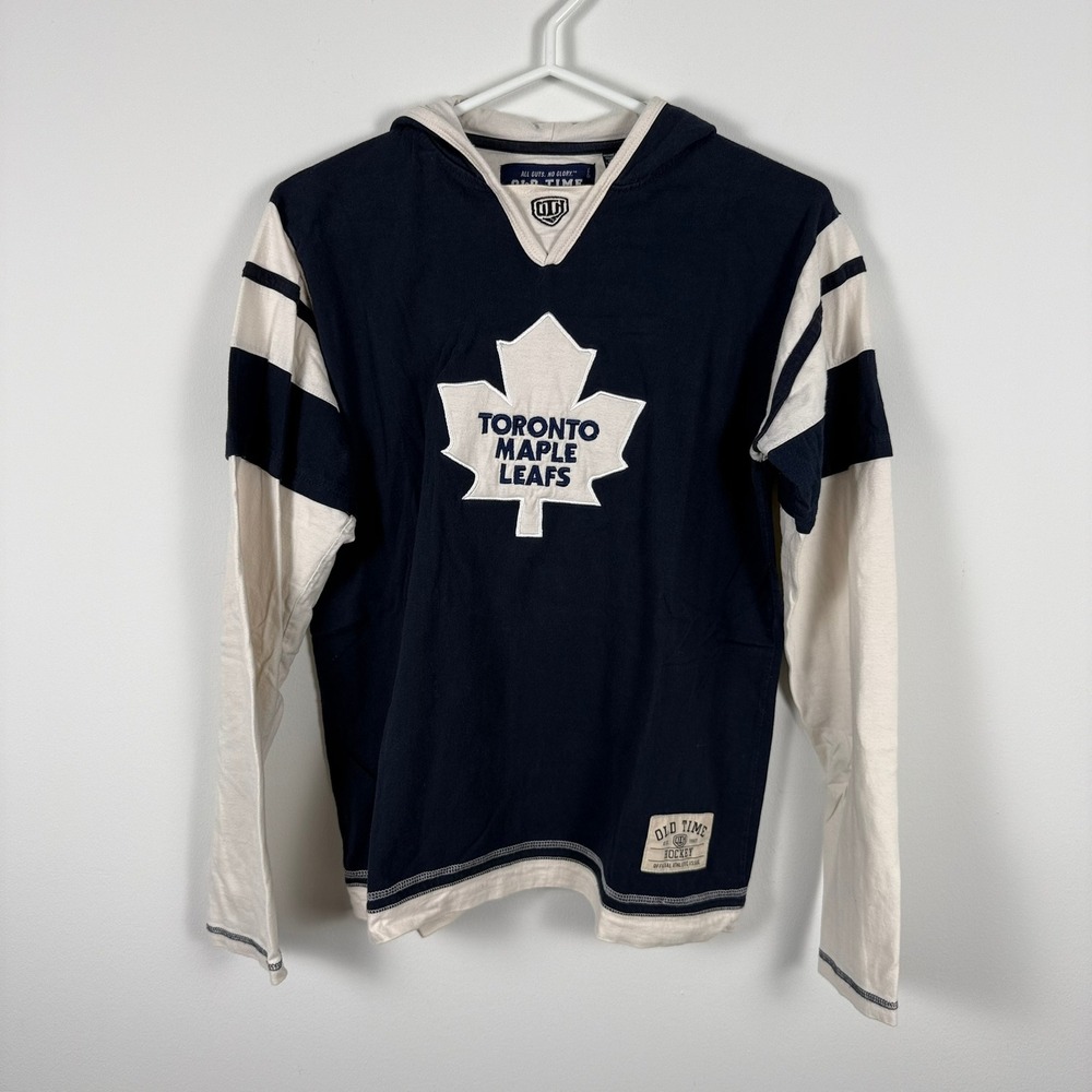 ✨ 3 for $20 Old Time Hockey Toronto Maple Leafs Navy Blue Hooded Long Sleeve